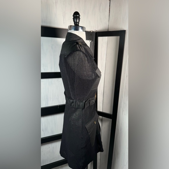 Solid & Striped Black Mesh Button Front Collared LBD, Size XS, NWT - Picture 5 of 11